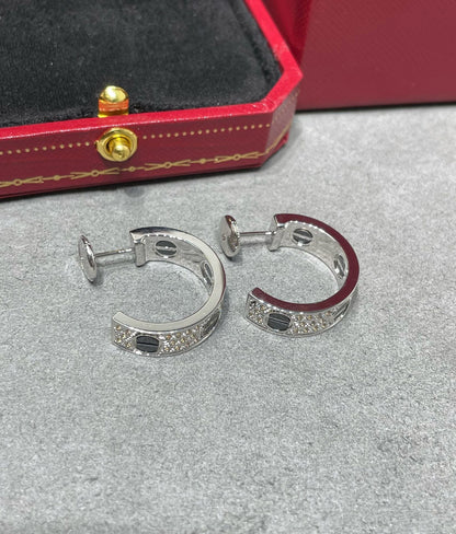 [Clara Jewels]LOVE CERAMIC DIAMOND PAVED SILVER EARRINGS