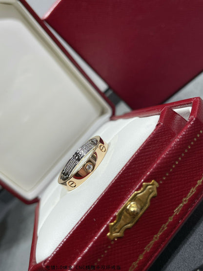 [Clara Jewels]LOVE PINK GOLD SILVER DIAMOND DOUBLE RING