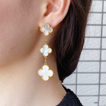 [Clara Jewels]CLOVER MOP 3 MOTIFS GOLD EARRINGS