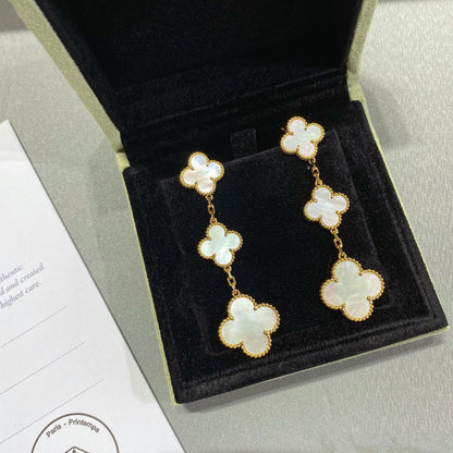 [Clara Jewels]CLOVER MOP 3 MOTIFS GOLD EARRINGS