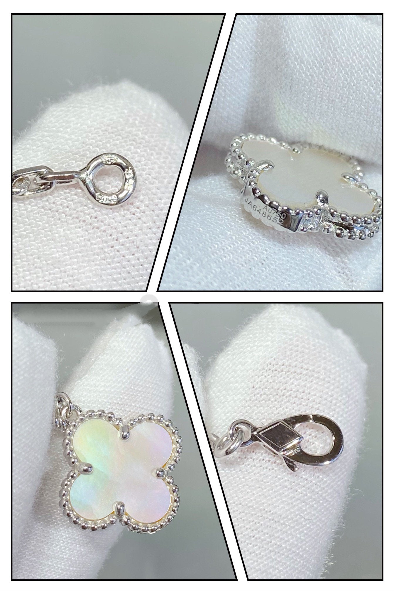 [Clara Jewels]CLOVER 5 MOTIF WHITE MOP SILVER BRACELET