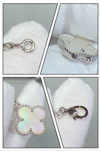 [Clara Jewels]CLOVER 5 MOTIF WHITE MOP SILVER BRACELET