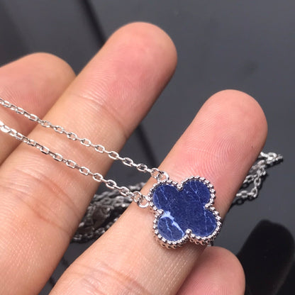 [Clara Jewels]CLOVER PIETERSITE SILVER LONG NECKLACE