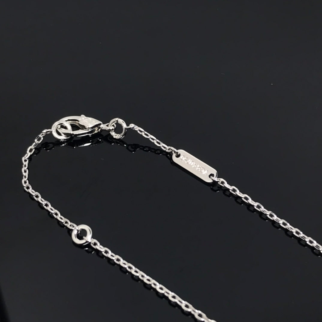 [Clara Jewels]CLOVER PIETERSITE SILVER LONG NECKLACE
