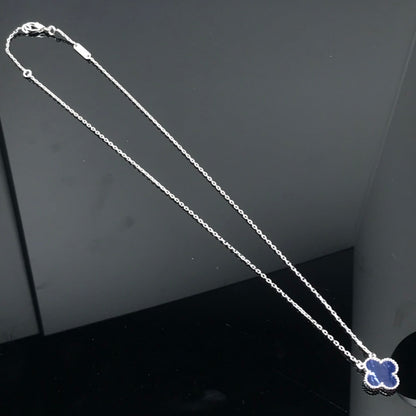[Clara Jewels]CLOVER PIETERSITE SILVER LONG NECKLACE