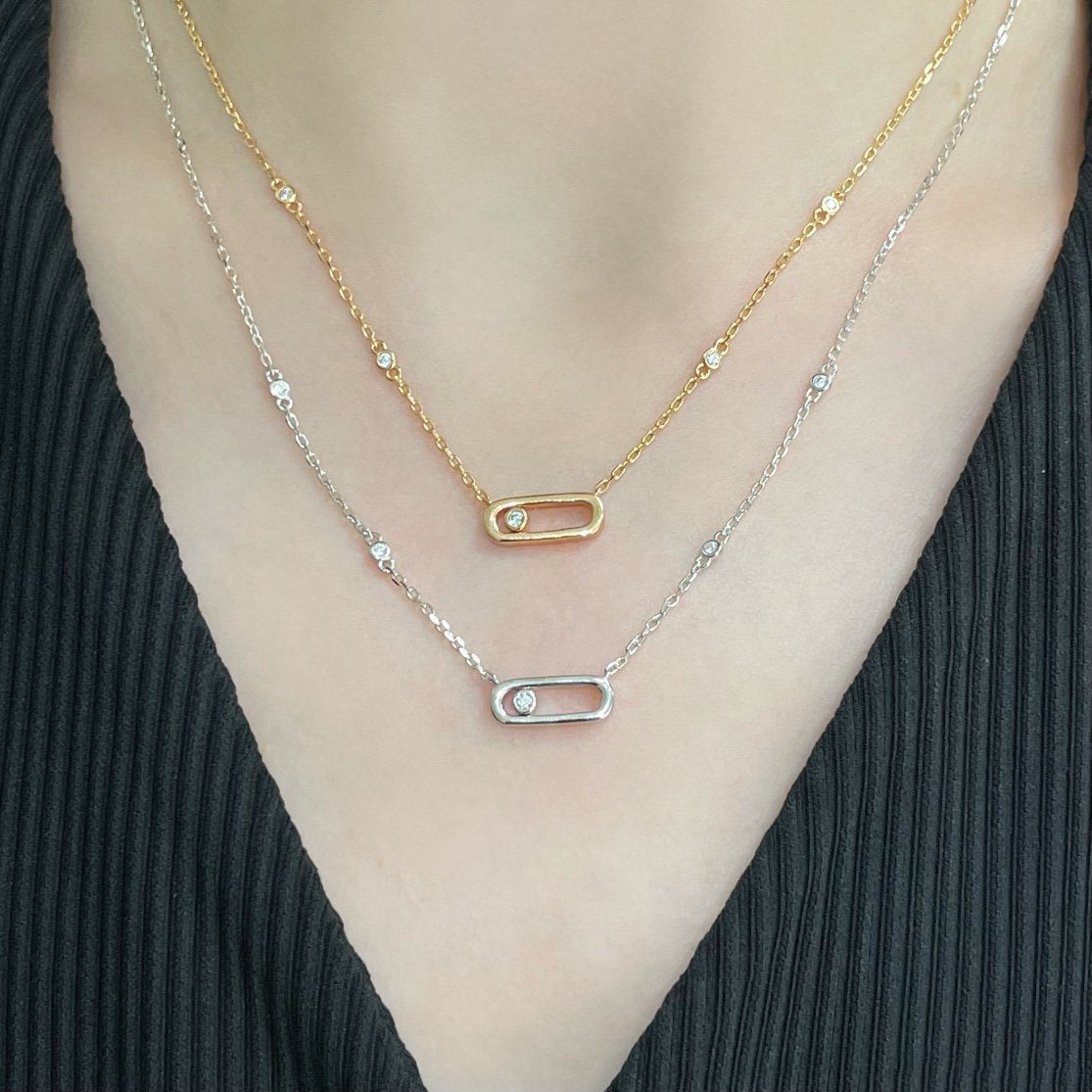 [Clara Jewely]MOVE UNO DIAMOND NECKLACE
