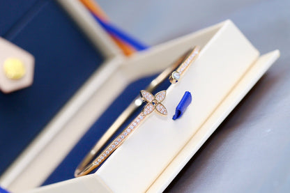 [Clara Jewels]IDYLLE PINK GOLD OPEN BRACELET DIAMOND PAVED