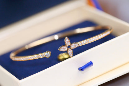 [Clara Jewels]IDYLLE PINK GOLD OPEN BRACELET DIAMOND PAVED
