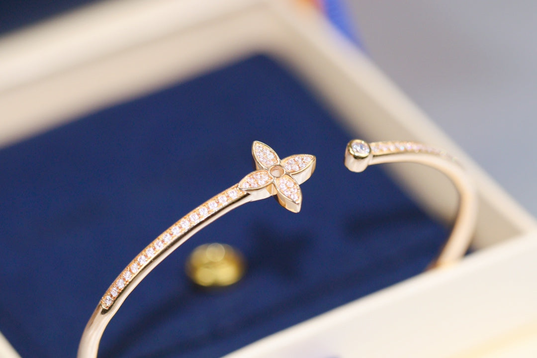 [Clara Jewels]IDYLLE PINK GOLD OPEN BRACELET DIAMOND PAVED