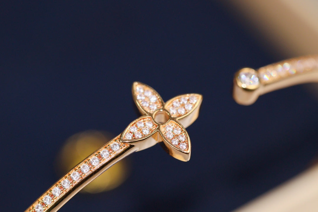 [Clara Jewels]IDYLLE PINK GOLD OPEN BRACELET DIAMOND PAVED