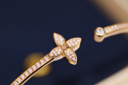 [Clara Jewels]IDYLLE PINK GOLD OPEN BRACELET DIAMOND PAVED