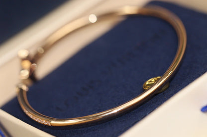 [Clara Jewels]IDYLLE PINK GOLD OPEN BRACELET DIAMOND PAVED