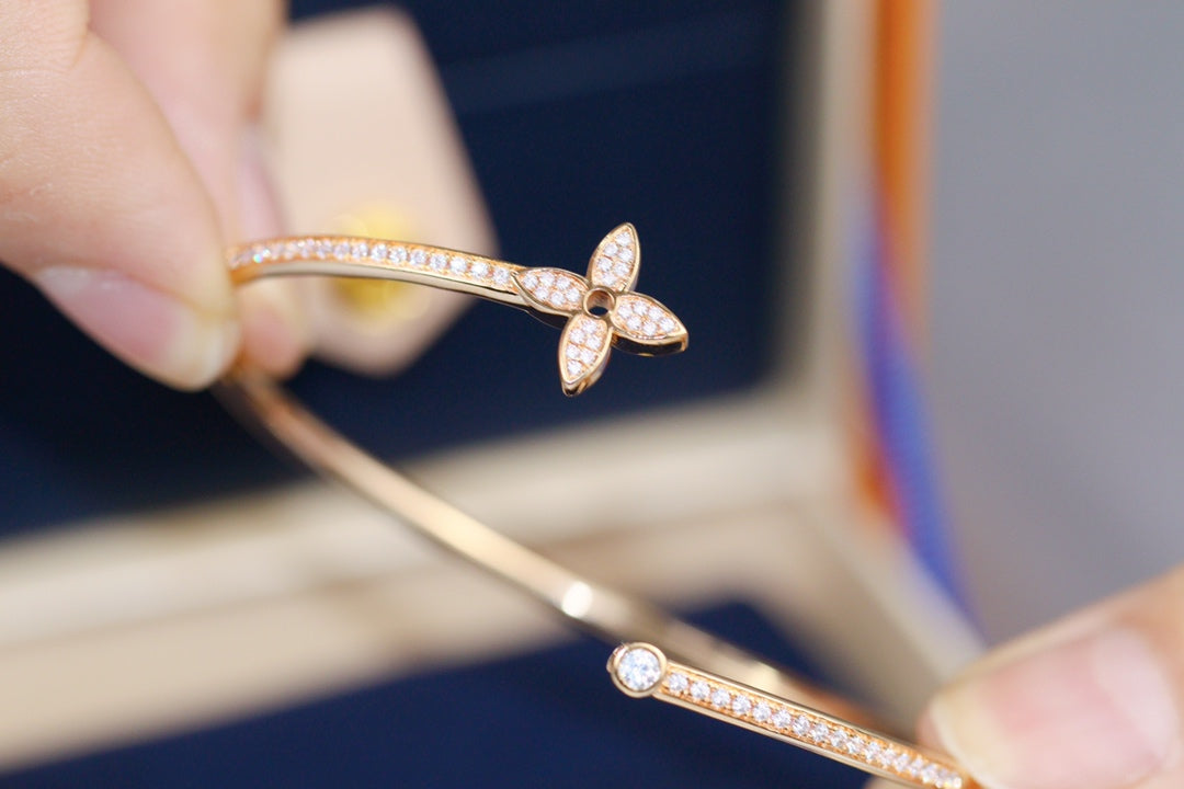 [Clara Jewels]IDYLLE PINK GOLD OPEN BRACELET DIAMOND PAVED