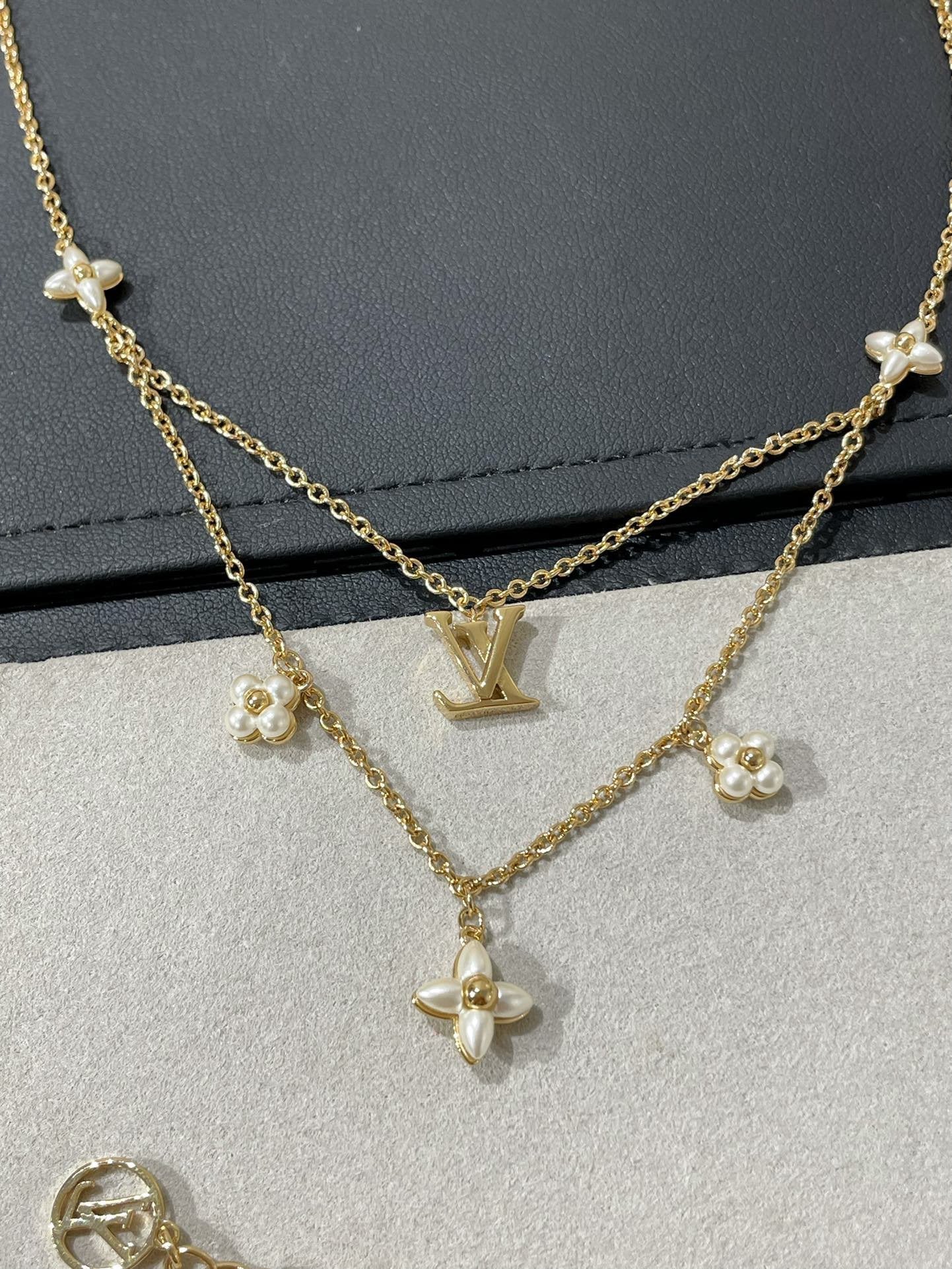 [Clara Jewels]FLOWERGRAM GOLD MOP DOUBLE ROW NECKLACE