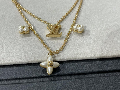 [Clara Jewels]FLOWERGRAM GOLD MOP DOUBLE ROW NECKLACE