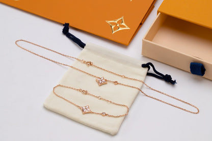 [Clara Jewels]STAR PINK MOP 1 DIAMOND PINK GOLD NECKLACE