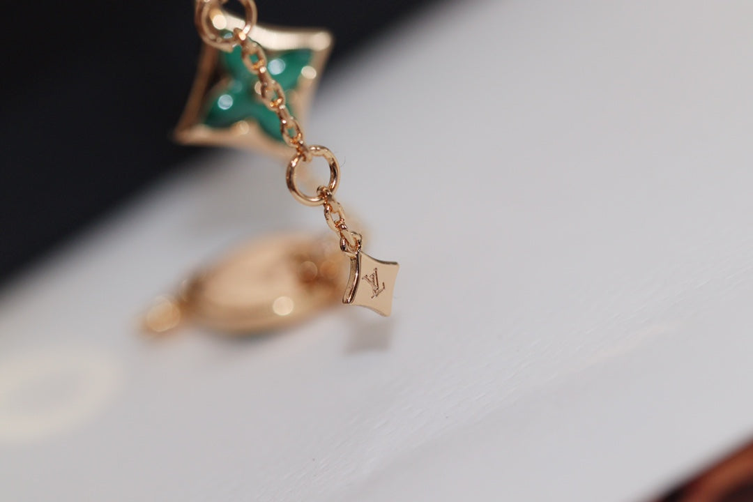 [Clara Jewels]STAR AND SUN 4 MOTIF PINK GOLD MALACHITE BRACELET