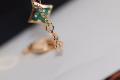[Clara Jewels]STAR AND SUN 4 MOTIF PINK GOLD MALACHITE BRACELET