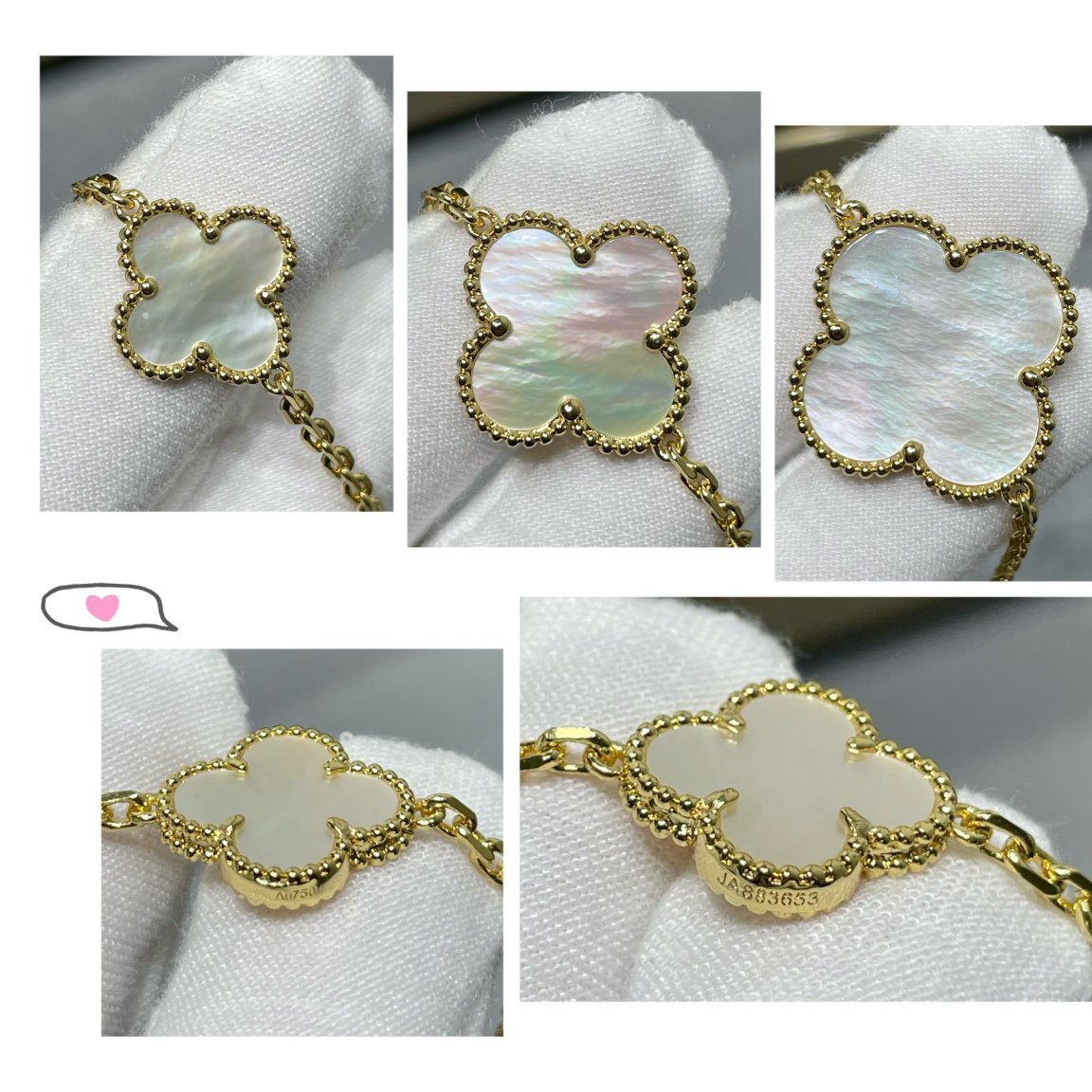 [Clara Jewels]CLOVER 16 MOTIF WHITE MOP GOLD NECKLACE
