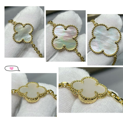 [Clara Jewels]CLOVER 16 MOTIF WHITE MOP GOLD NECKLACE