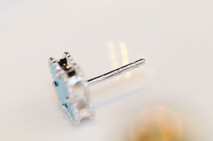 [Clara Jewels]CLOVER MINI TURQUOISE SILVER STUD EARRINGS