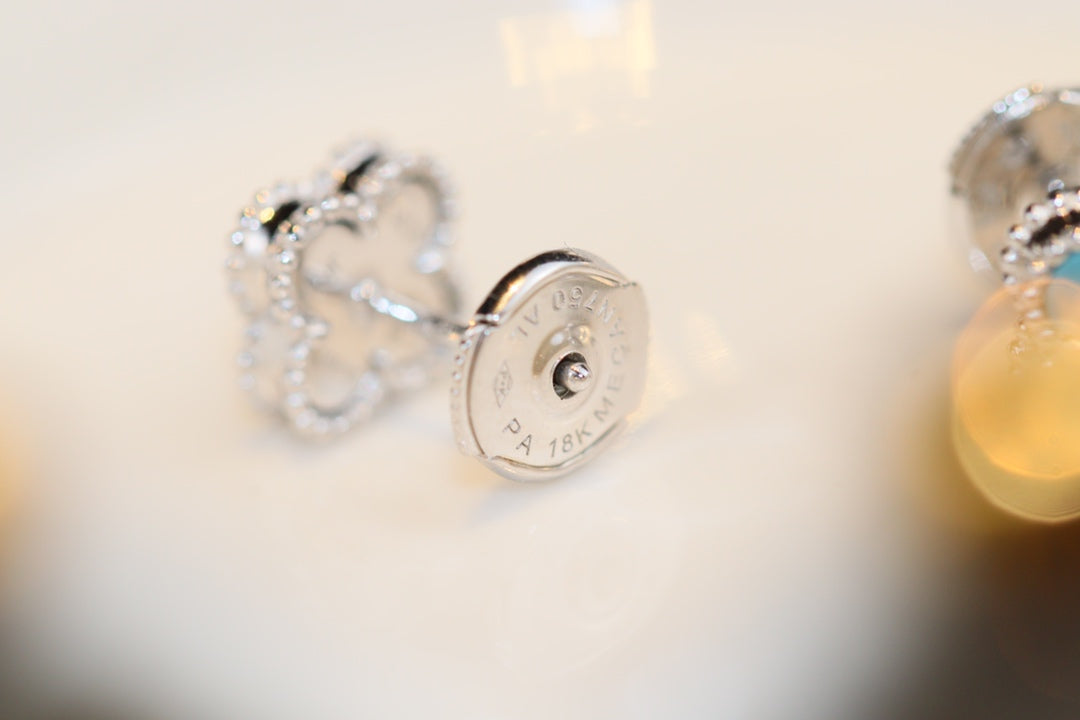 [Clara Jewels]CLOVER MINI TURQUOISE SILVER STUD EARRINGS