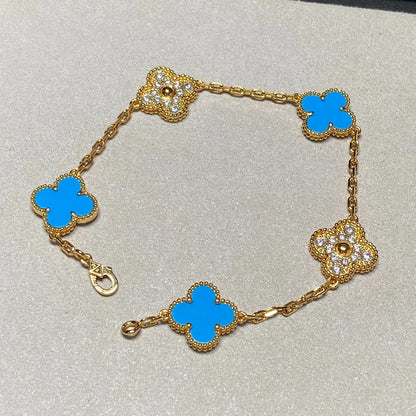 [Clara Jewels] CLOVER 5 MOTIF BLUE AGATE BRACELET COLLECTION
