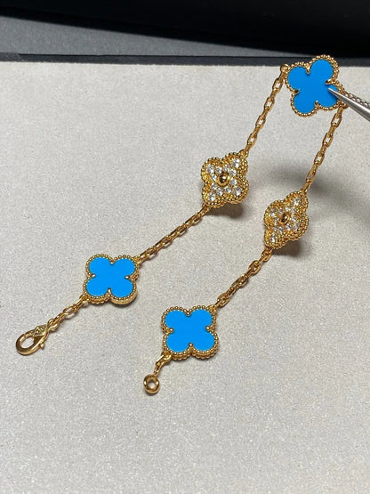 [Clara Jewels] CLOVER 5 MOTIF BLUE AGATE BRACELET COLLECTION