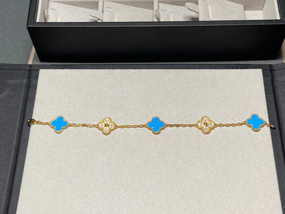 [Clara Jewels] CLOVER 5 MOTIF BLUE AGATE BRACELET COLLECTION