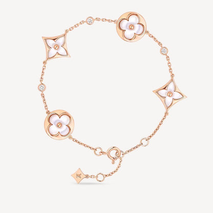 [Clara Jewels]STAR AND SUN 4 MOTIF WHITE MOP PINK GOLD BRACELET