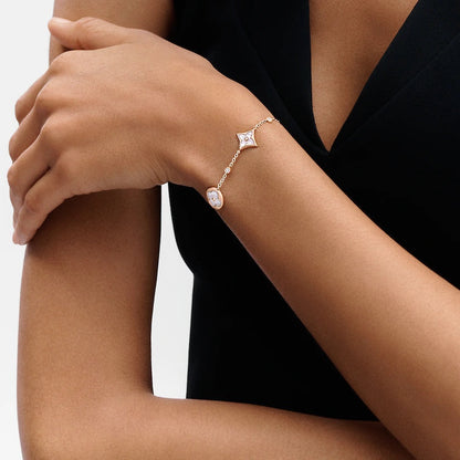[Clara Jewels]STAR AND SUN 4 MOTIF WHITE MOP PINK GOLD BRACELET