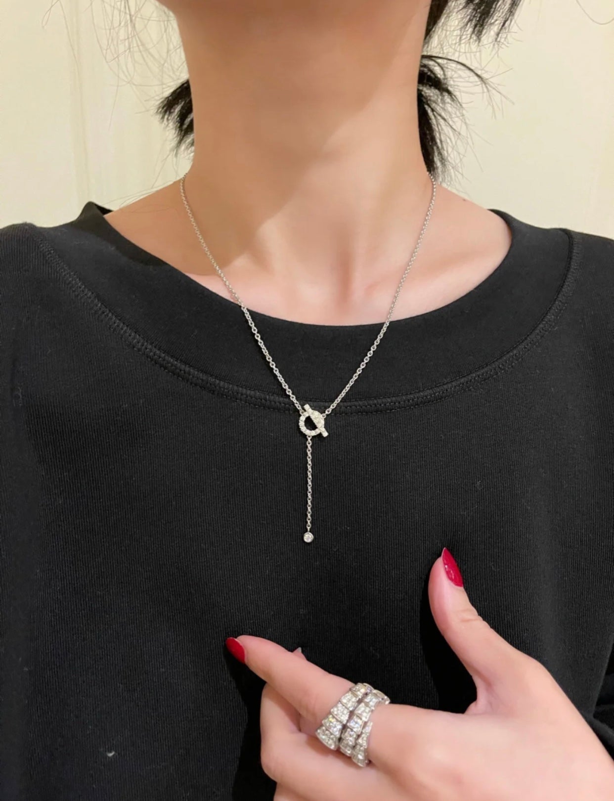 [Clara Jewels]FINESSE SILVER DIAMOND NECKLACE