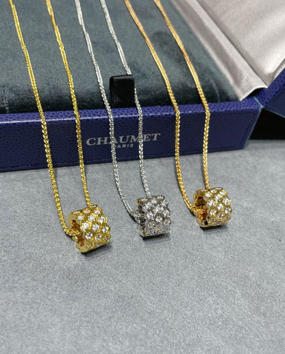 [Clara Jewels]BEE LOVE DIAMOND PAVED 3 ROW NECKLACE