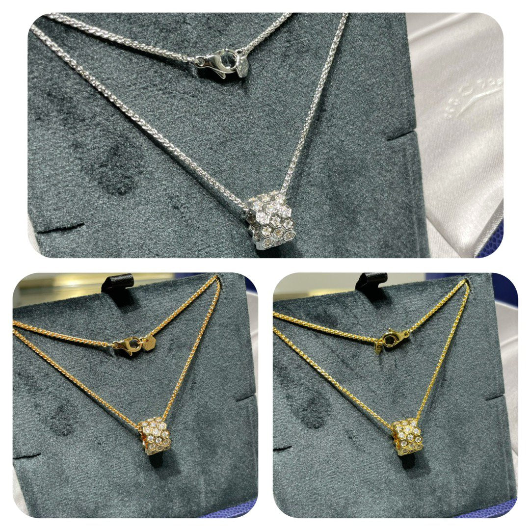 [Clara Jewels]BEE LOVE DIAMOND PAVED 3 ROW NECKLACE