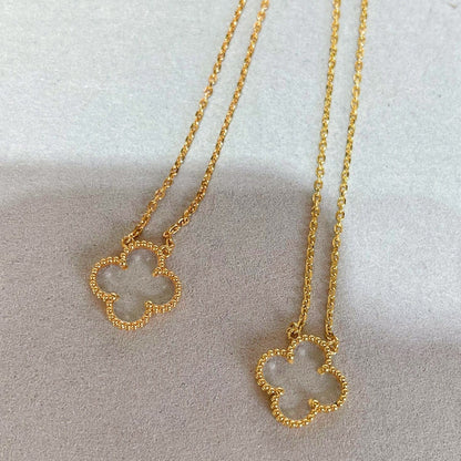 [Clara Jewels]CLOVER ROCK CRYSTAL ROSE GOLD NECKLACE