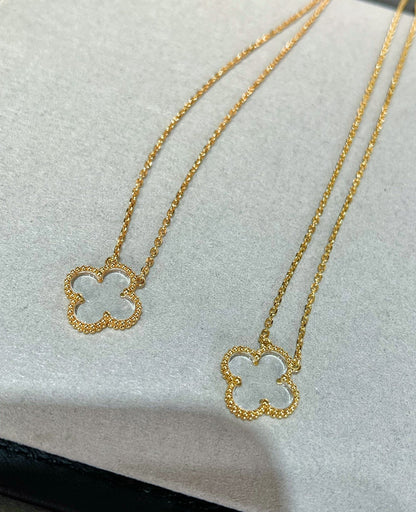 [Clara Jewels]CLOVER ROCK CRYSTAL ROSE GOLD NECKLACE