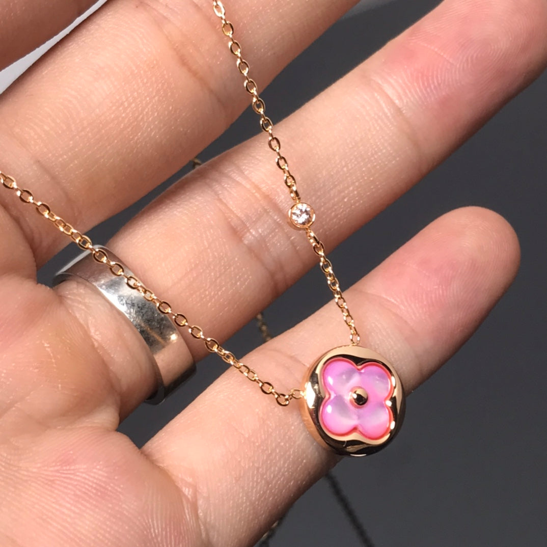 [Clara Jewels]COLOR BLOSSOM PINK MOP SUN GOLD NECKLACE