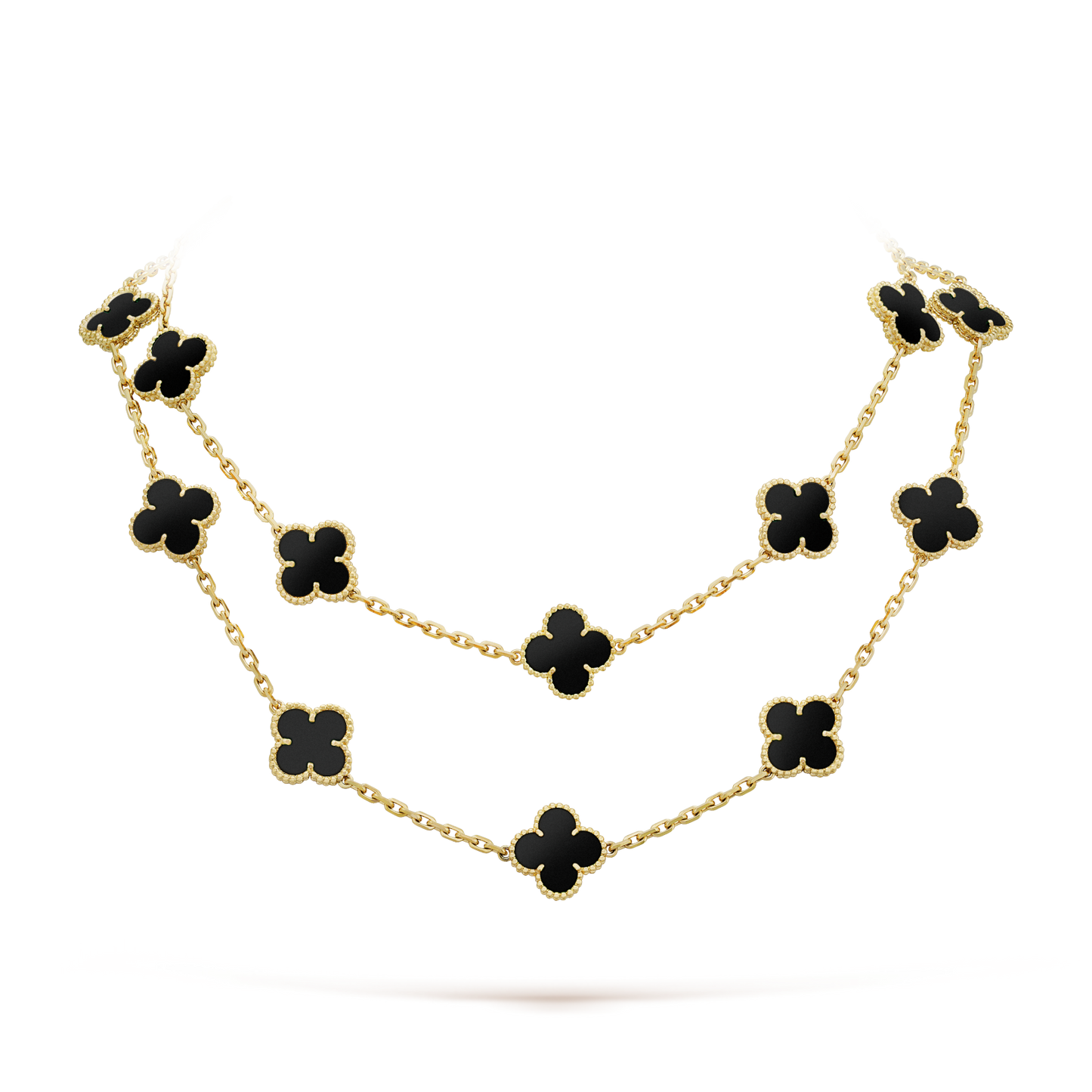 [Clara Jewels]CLOVER 20 MOTIFS ONYX NECKLACE