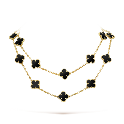 [Clara Jewels]CLOVER 20 MOTIFS ONYX NECKLACE