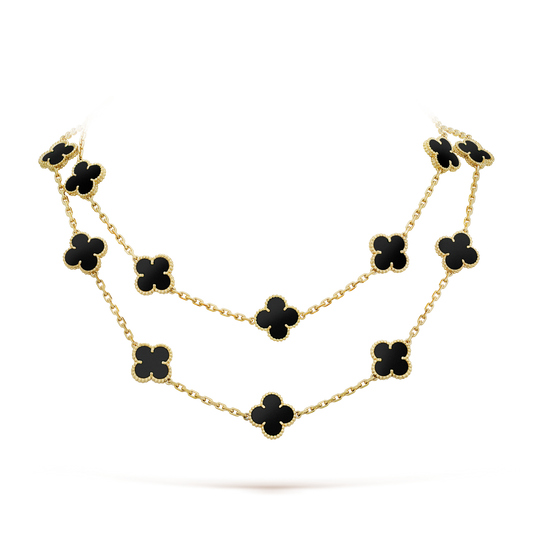 [Clara Jewels]CLOVER 20 MOTIFS ONYX NECKLACE