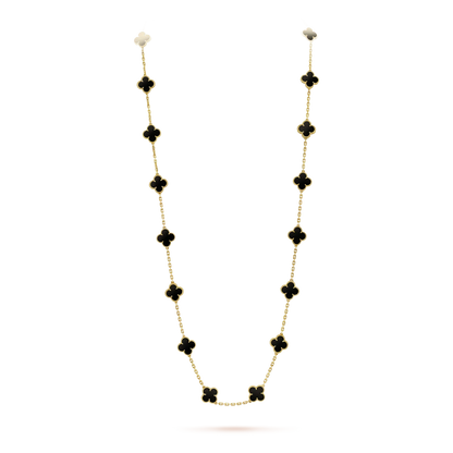 [Clara Jewels]CLOVER 20 MOTIFS ONYX NECKLACE