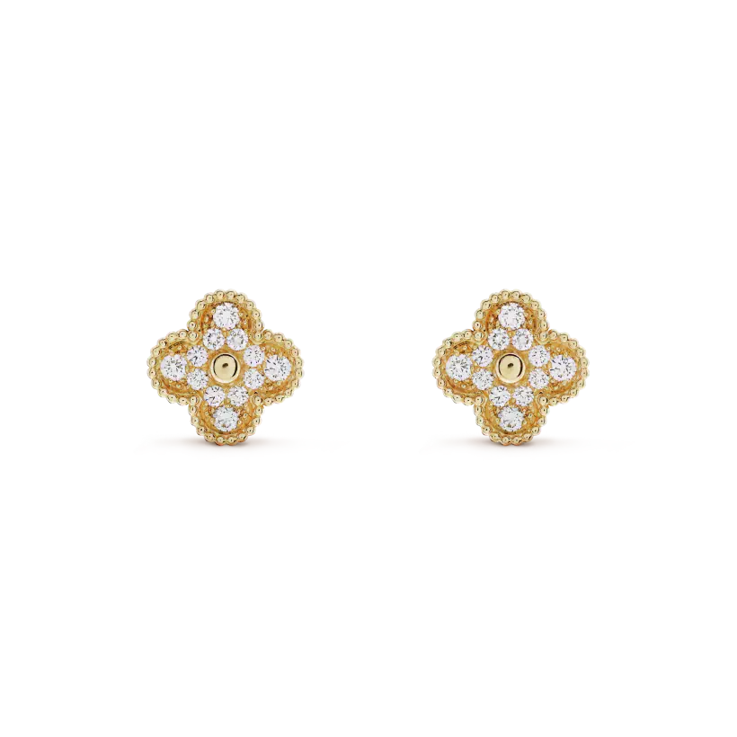 [Clara Jewels]CLOVER MEDIUM 1 MOTIFS FUll DIAMOND EARRINGS