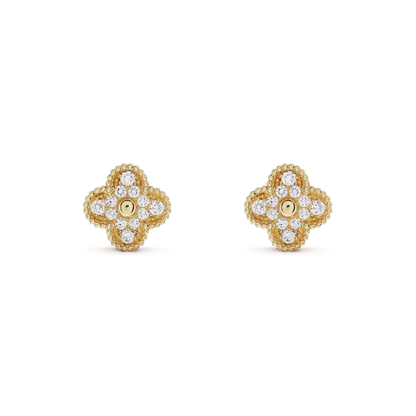 [Clara Jewels]CLOVER MEDIUM 1 MOTIFS FUll DIAMOND EARRINGS