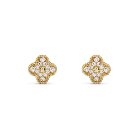[Clara Jewels]CLOVER MEDIUM 1 MOTIFS FUll DIAMOND EARRINGS