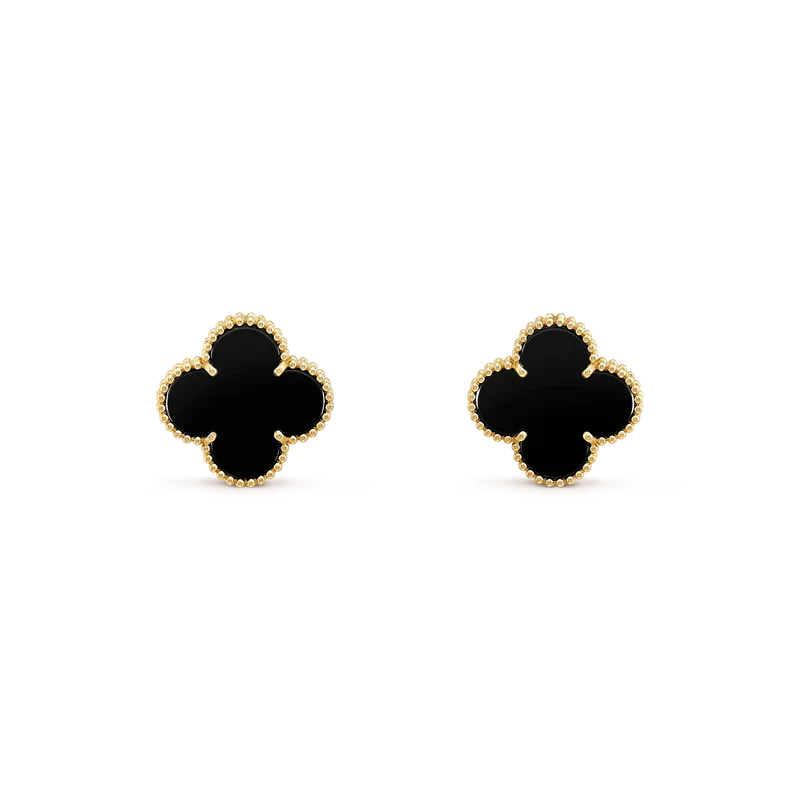 [Clara Jewels]CLOVER MEDIUM 1 MOTIFS  ONYX STUD EARRINGS