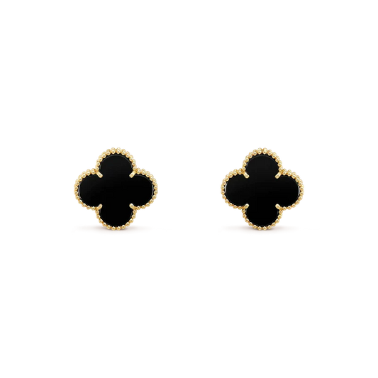 [Clara Jewels]CLOVER MEDIUM 1 MOTIFS  ONYX STUD EARRINGS