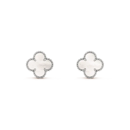 [Clara Jewels]CLOVER MEDIUM 1 MOTIFS  WHITE MOP EARRINGS SILVER
