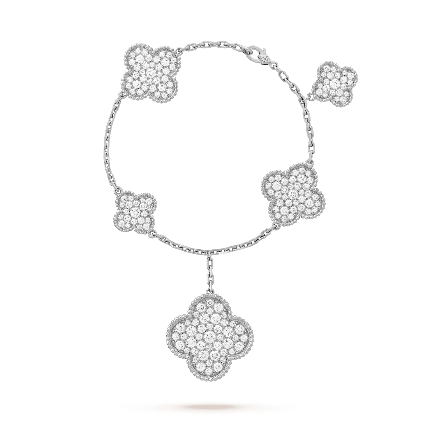 [Clara Jewels]CLOVER 6 MOTIFS SILVER DIAMOND BRACELET