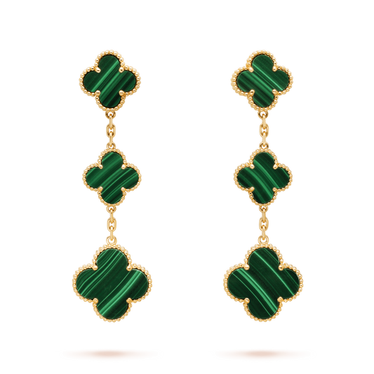 [Clara Jewels]CLOVER MALACHITE 3 MOTIFS GOLD