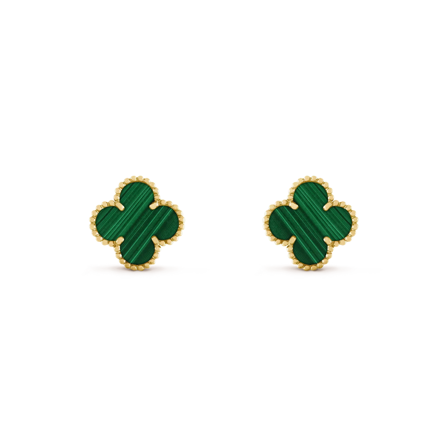 [Clara Jewels]CLOVER MEDIUM 1 MOTIFS MALACHITE  EARRINGS